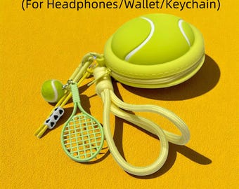 Personalized Tennis Ball Pouch: Keychain Case with Racket Charms