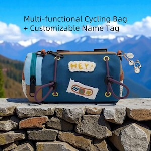 Personalized Cycling Bag with Custom Name Tag, Multi Functional Bike Handlebar Bag, Gift for Cyclist