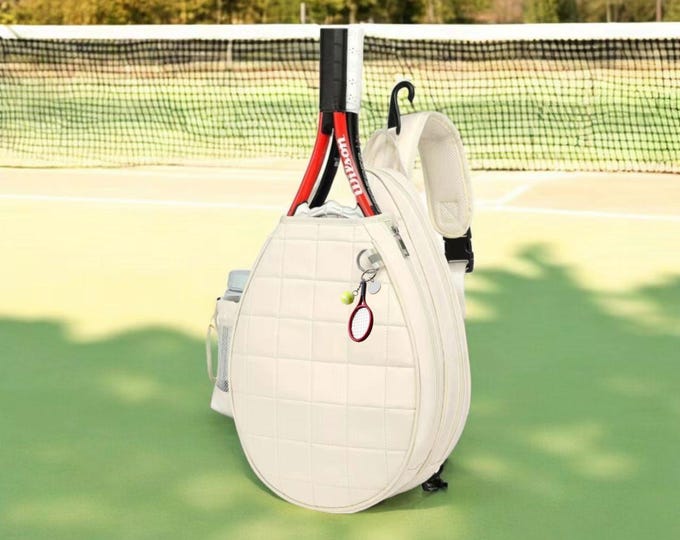 Personalized Tennis Racket Backpack: Multifunctional Sports Bag with Custom Keychain