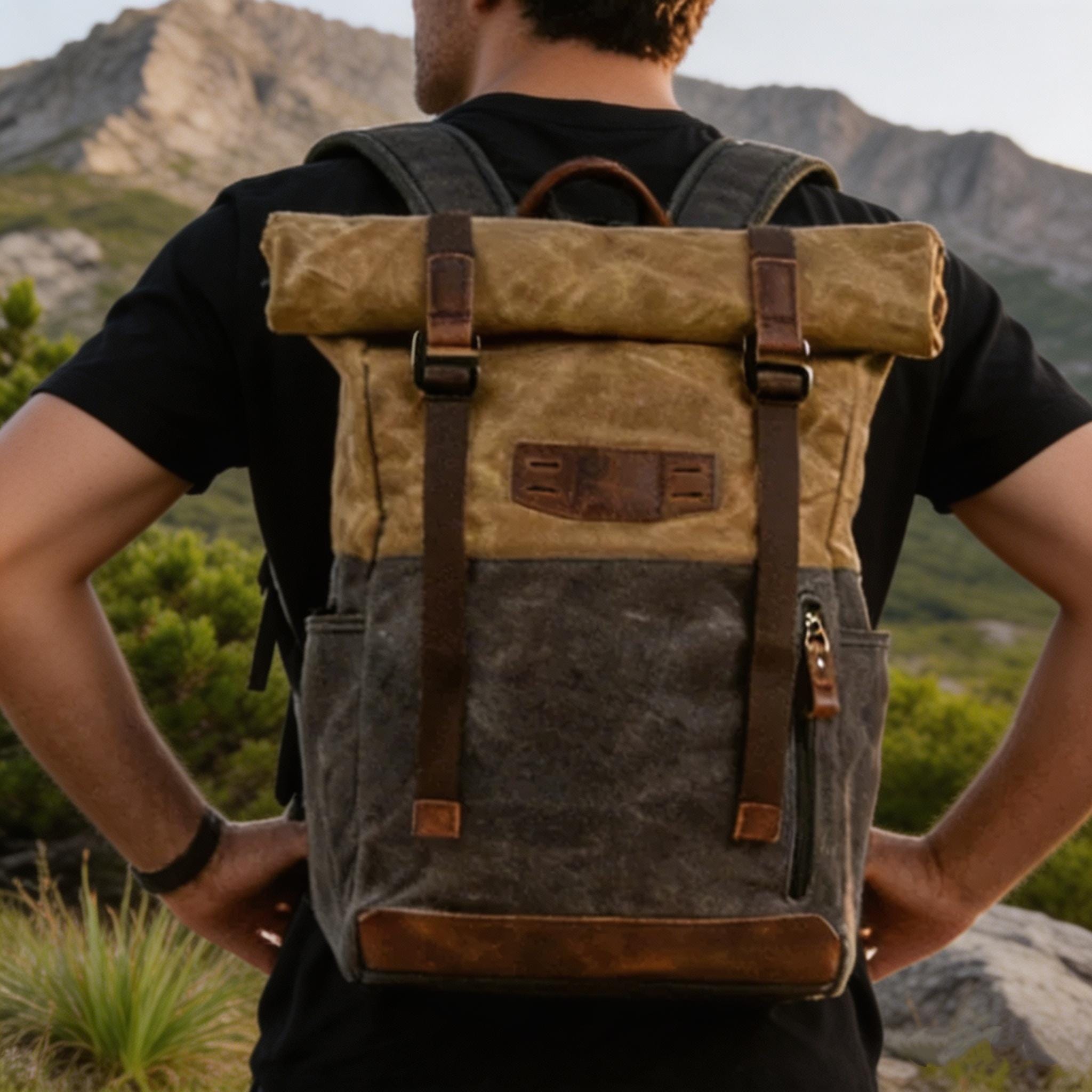 Rustic Backpacking Pack Rustic Waxed Canvas Backpack | Durable Waterproof Outdoors & Adventure ...
