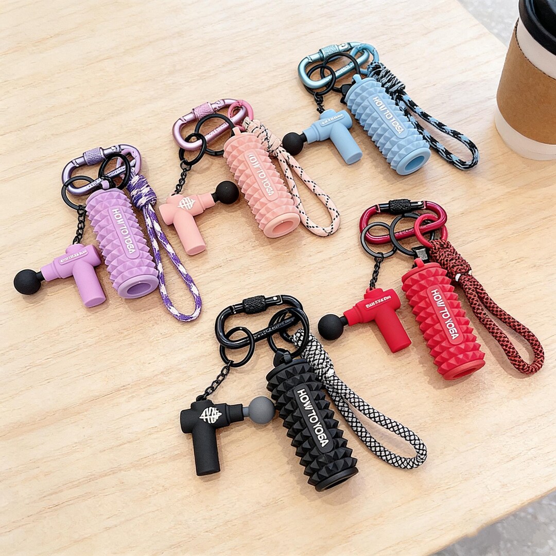 Body Spa Keychains Yoga Gym Keychain Set – Foam Roller & Charms, Fitness Lover Gift, Yoga ...