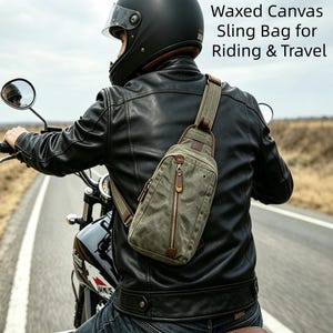 Waxed Canvas Crossbody Backpack with Earphone Jack for Riding / Outdoor / Traveling /Casual Everyday Use
