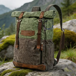 Rustic Waxed Canvas Backpack | Durable Waterproof Outdoors & Adventure Bag