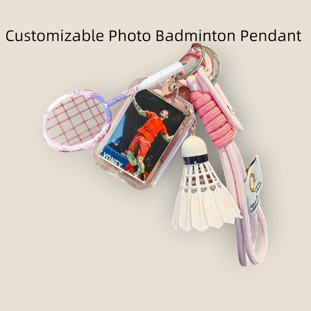 Custom Photo Badminton Pendant Keychain | Colorful Racket Doll ...