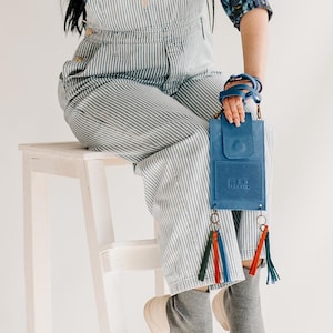 Blue leather crossbody bag, Crossbody wallet purse, Small leather crossbody, Leather crossbody purse,Leather phone bag,Phone crossbody bag