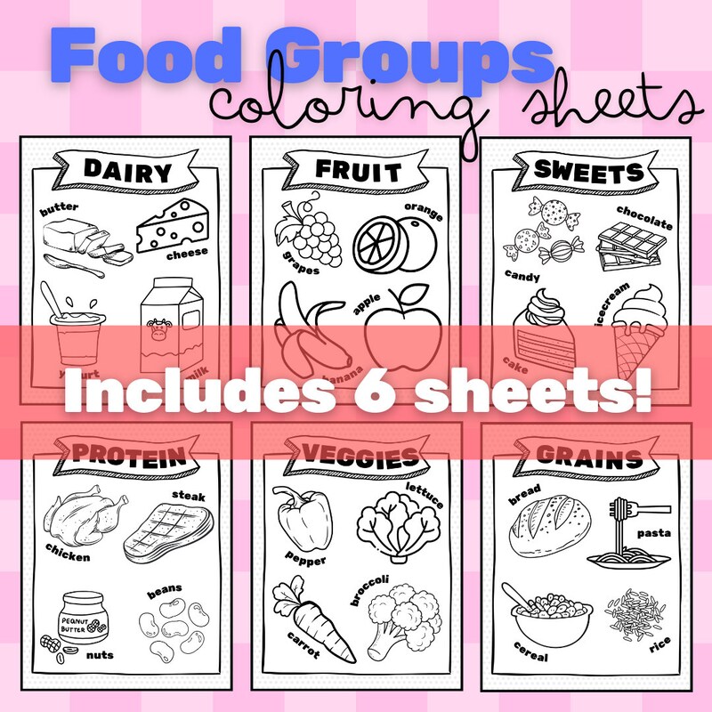 Food Group Coloring Pages - Etsy