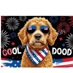 Labradoodle SVG - Clipart patriótico de Goldendoodle para sublimación y manualidades con Cricut / Descarga digital de perro del 4 de julio