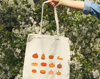 Pumpkin Patch Tote Bag | Halloween Tote | Pumpkin Canvas Bag | Fall Canvas Tote Bag | Jackolantern, Thanksgiving, Fall Bag