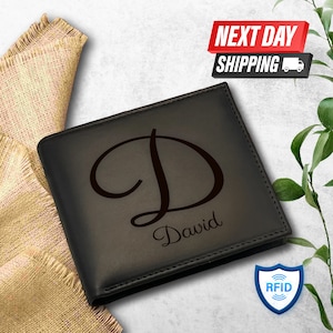 Tarjetero de cuero personalizado, regalo de San Valentín, regalo perfecto de Navidad para hombres, RFID seguro, billetera con monograma, ideas para bodas y fiestas