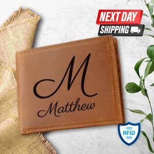 Billetera de cuero personalizada, billetera para el día de San Valentín, billetera para el día del padre, billetera personalizada, regalo de aniversario para él, billetera para hombres, regalos para padres