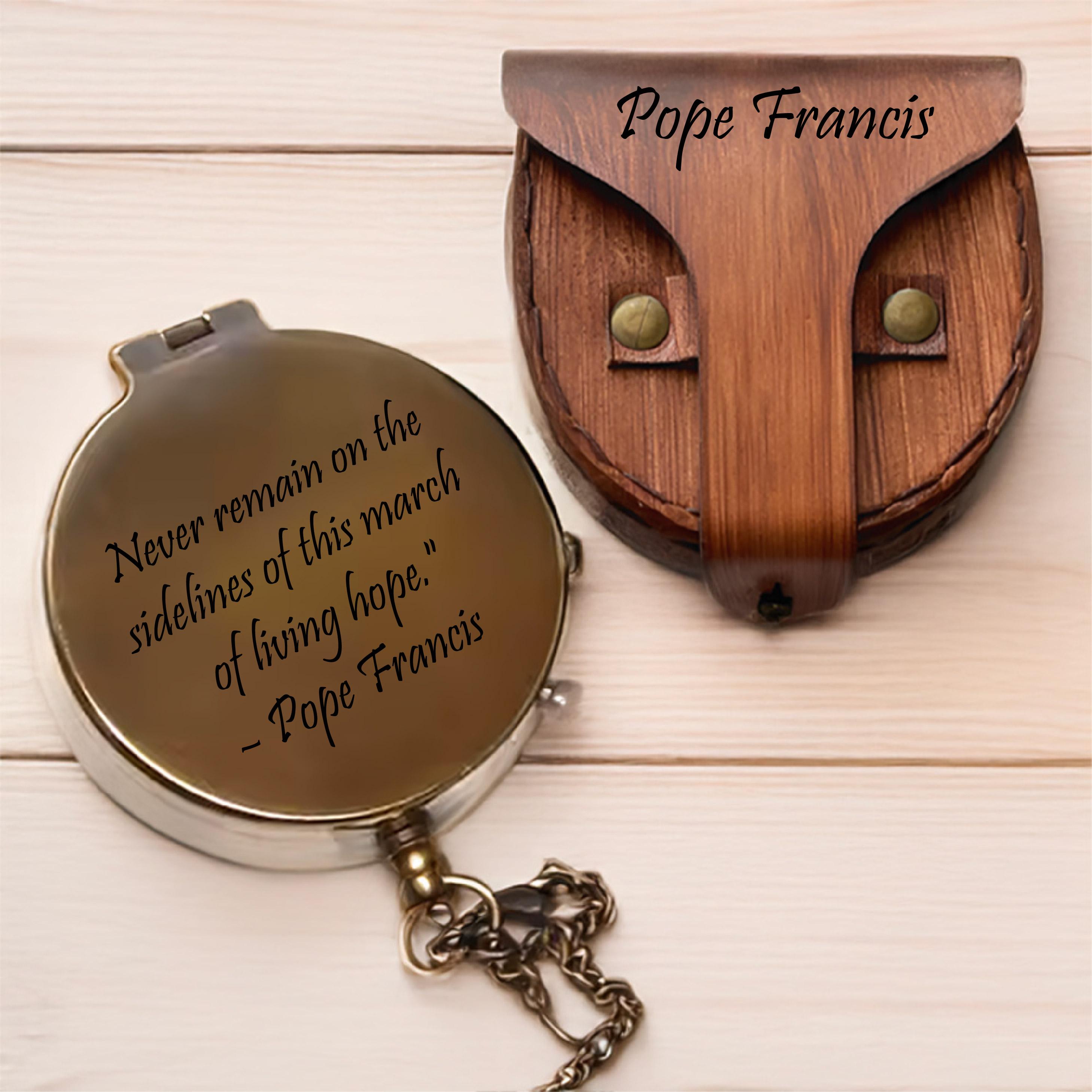 Pope Francis Compass – Catholic Gift for Men & Women – Spiritual Keepsake – Faith-Based Pocket Compass – Inspirational Religious Gift