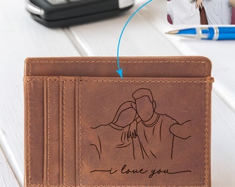 Benutzerdefinierte Brieftasche für Männer, Vatertagsgeschenk Brieftasche Foto, personalisierte Leder Foto Kartenhalter, Geschenke zum Valentinstag