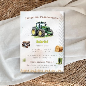 Invitación de cumpleaños de tractor personalizable | Tarjeta de cumpleaños personalizada de tractor | modelo | Plantilla | Tema del tractor John Deere
