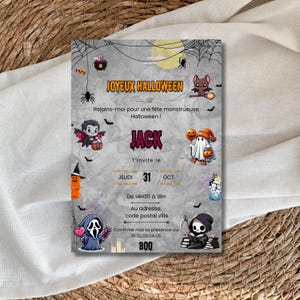 Carte Halloween | Invitation Halloween | Halloween invitation card | Modèle | Template | Carte anniversaire | Birthday card