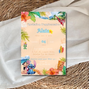 Invitation d'anniversaire Lilo et Stitch personnalisable | Editable Lilo & Stitch Birthday Card | Modèle à Télécharger | Template Editable