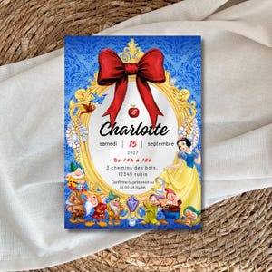 Invitación de cumpleaños personalizable de Blancanieves | Tarjeta de cumpleaños de Blancanieves | Modelo digital para descargar | Plantilla editable