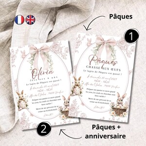 Invitation Pâques & Anniversaire - Chasse aux œufs | Easter Birthday Invitation - Egg Hunt | Modèle personnalisable | Template Editable