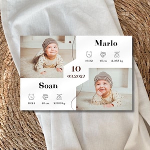 Personalized twin birth announcement | personalized birth announcement twin | template | twin | twin | cute