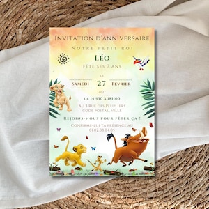 Invitación de cumpleaños personalizable del Rey León | Tarjeta de cumpleaños personalizada de El Rey León | modelo | Plantilla | El Rey León