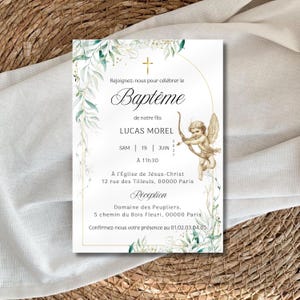 Customizable Baptism Invitation | Baptism Invitation Template | Christening Invitation | Digital print | Angel | Angel