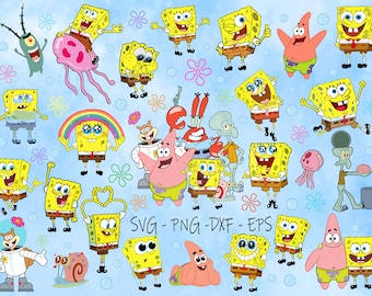 Sponge Bob SVG PNG DXF eps pdf, Sponge Bob Face, Sponge Bob Clip Art, Cricut Sponge Bob Tshirt, faces, bundle svg, bob esponja, cut file