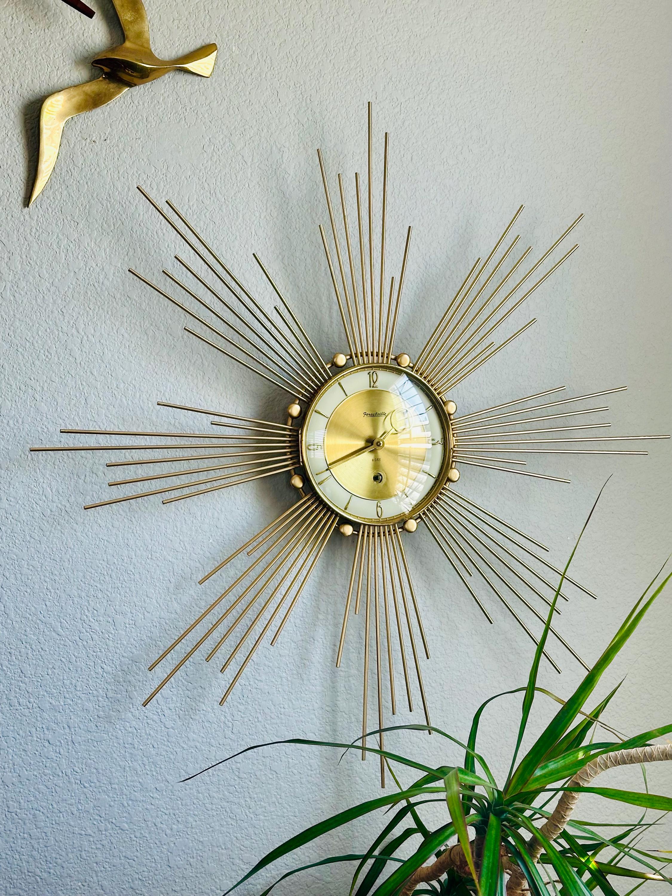 Mid Century Forestville Starburst Sunburst Wall Clock - Etsy