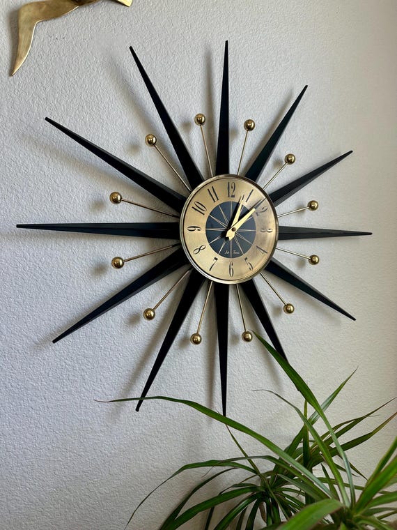 Mid Century Starburst Seth Thomas Clock and Wall Sconces - Etsy
