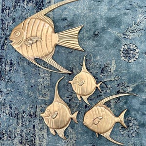 Vintage Brass Tropical Fish Wall Hanging - Brass Wall Décor