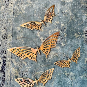 Vintage Brass Wall Butterflies, set of 4