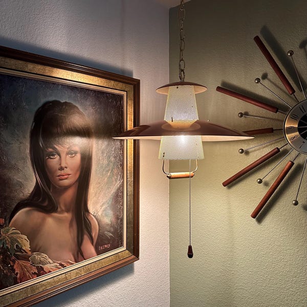 Mid Century Saucer Pendant Swag Lamp