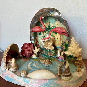 レアビンテージ　イギリスシラムSirram　サンドイッチBox　クリームイエロー Mid Century Kitsch Flamingo Sea Shell TV Lamp - Etsy