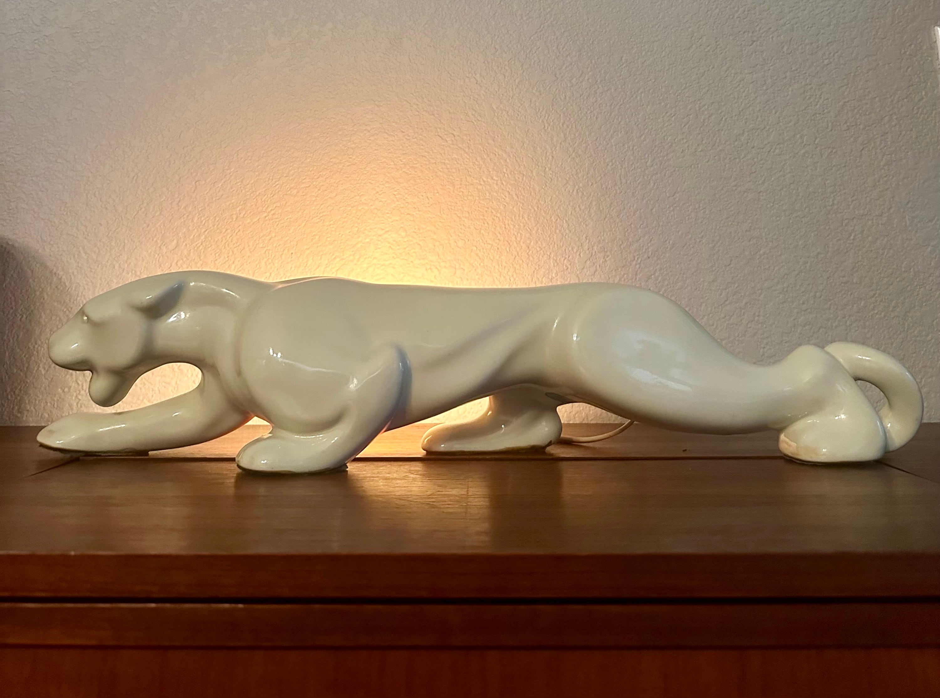 1950S JACQUELIN White Panther Jaguar TV Lamp Light - Etsy