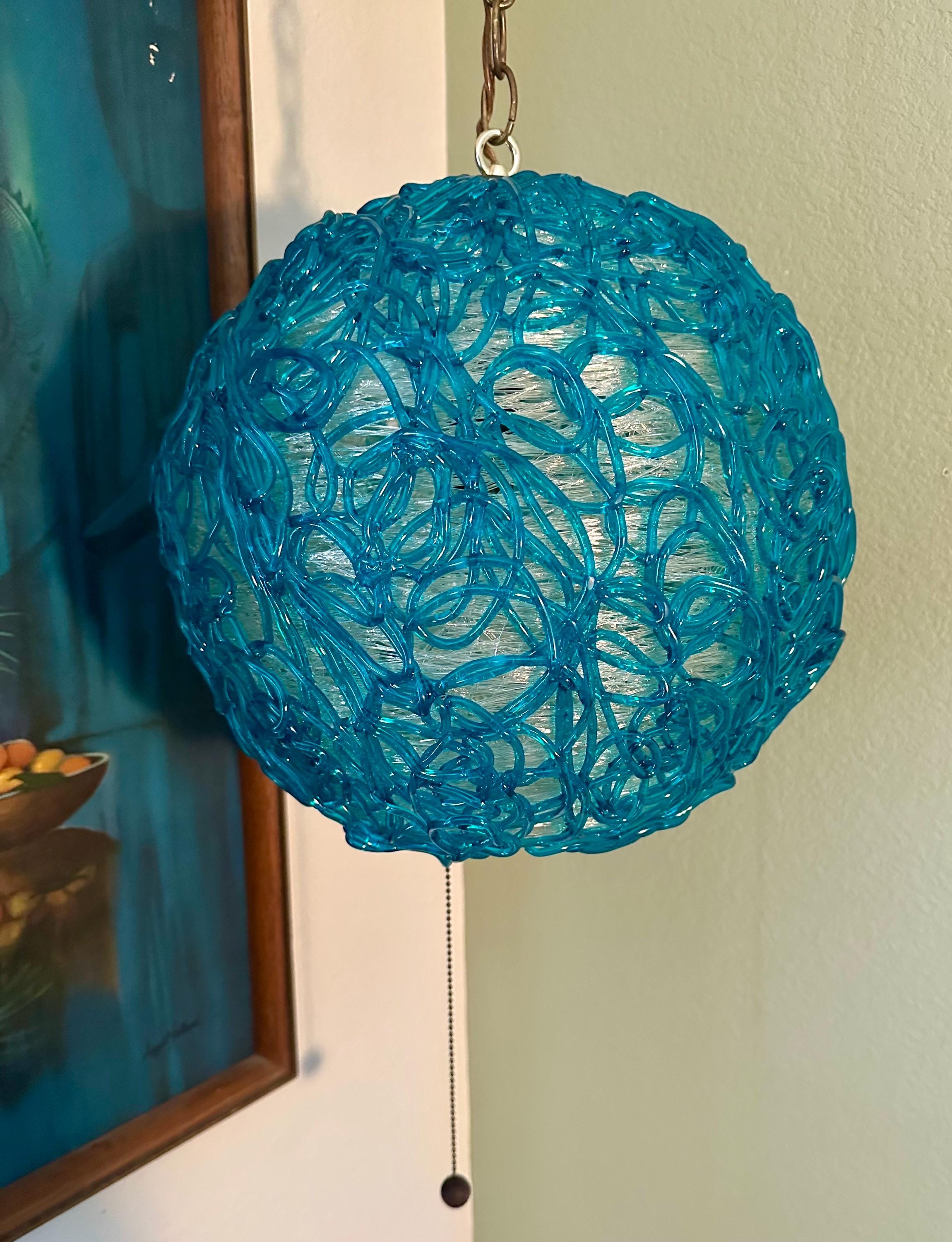 Mid Centuey Lucite Blue Spaghetti Swag Lamp - Etsy