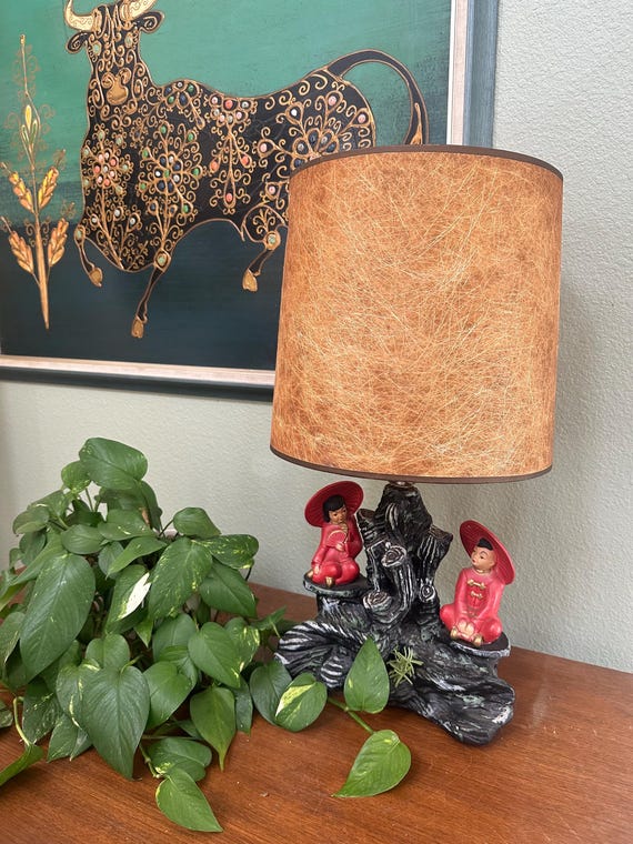 1950 Silvestri Bros Chalkware Table Lamp - Etsy