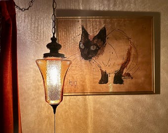 Mid Century  Amber Glads Swag Lamp