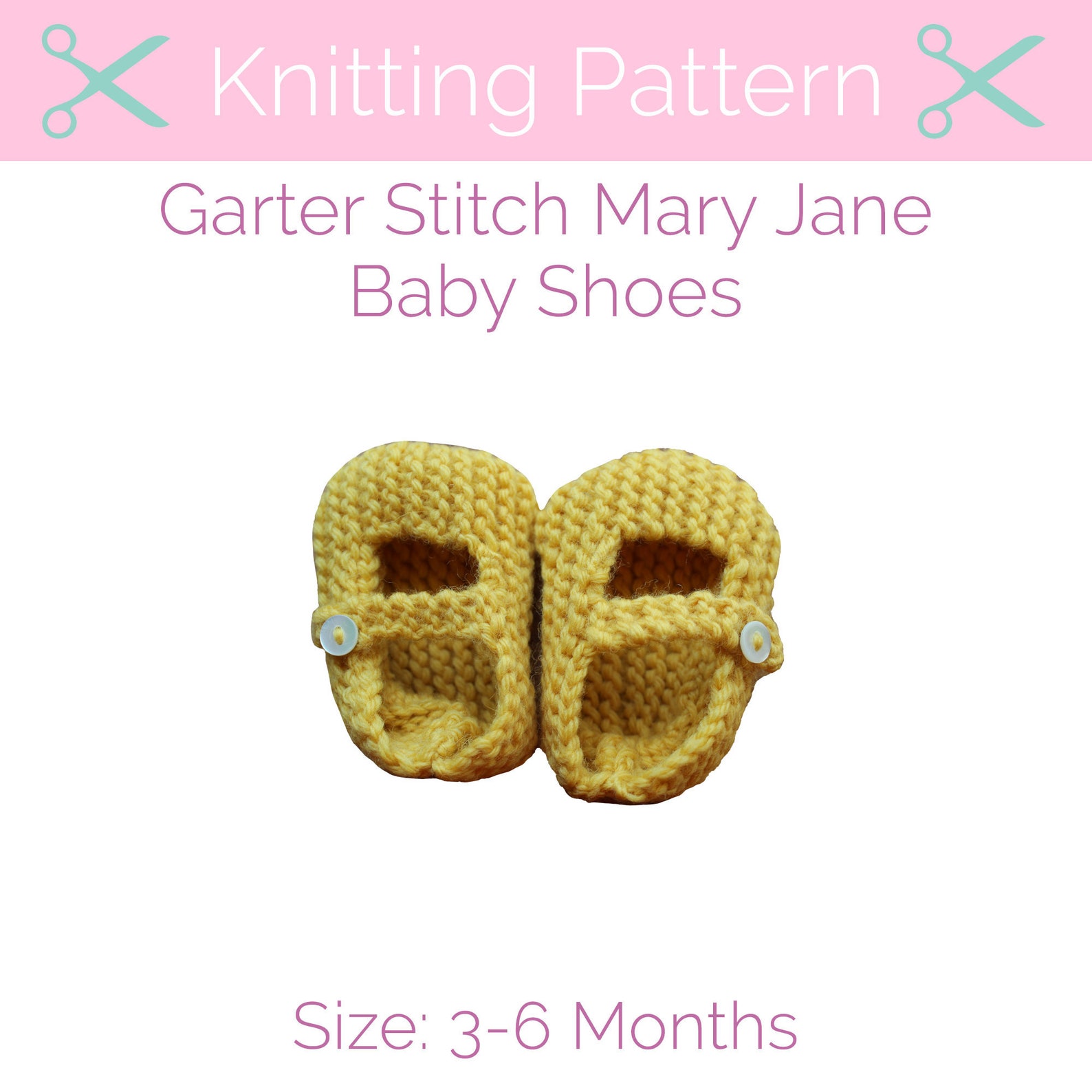 Knitting Pattern for Mary Jane Baby Shoes 36 Months PDF Pattern