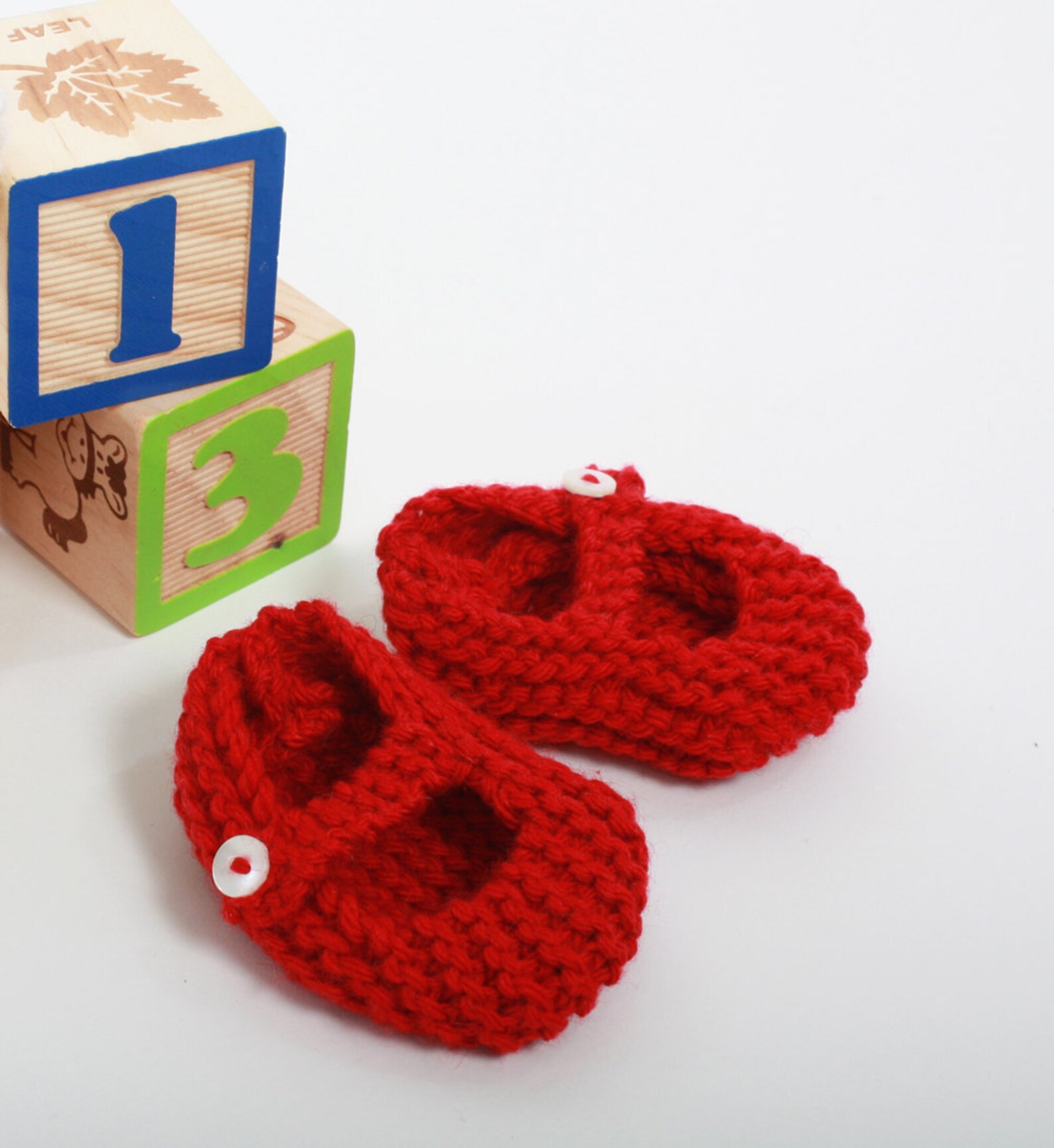 Knitting Pattern for Mary Jane Baby Shoes 03 Months PDF Pattern