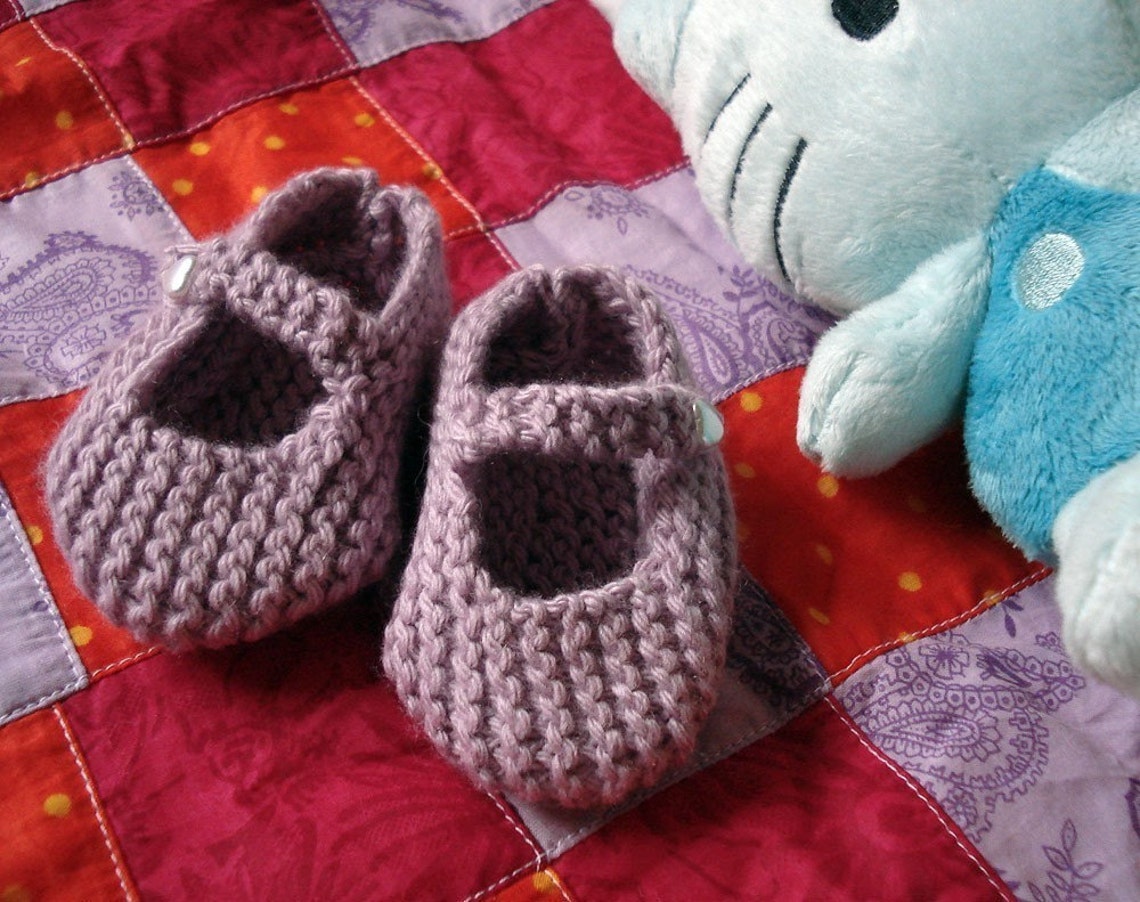 Knitting Pattern for Mary Jane Baby Shoes 36 Months PDF Pattern
