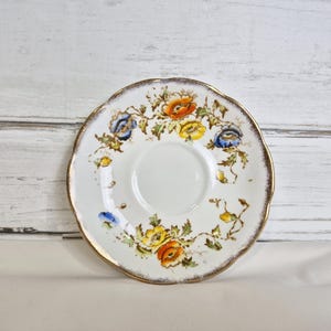 Vintage Royal Albert Poppies Saucer Plate, Orange, Yellow & Blue Floral Saucer, Pattern # 7729, Made in England