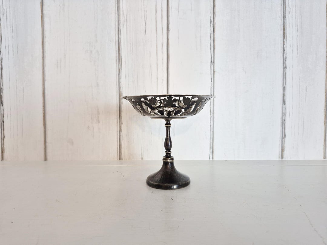 Vintage Ornate Chrome Compote Serving Bowl With Stand, Art Deco Metal ...