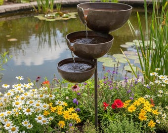 Coletor de água da chuva, bebedouro de metal para pássaros, bebedouro para abelhas para jardim, tigela de água para jardim, coletor de água da chuva para jardim, decoração para bebedouro de pássaros, tigela para pássaros