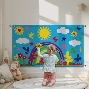 Rainbow felt board, Nature felt board, Kids felt wall, Activity wall, Felt board, Toddler gifts, Educational toys, Montessori kids gift