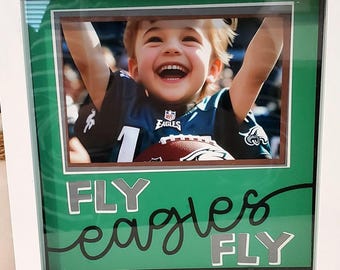 Philadelphia Eagles - Fly Eagles Fly- 8x8 Layered 3D Shadow Box- Wooden Frame - Just Add A Picture - GO BIRDS!