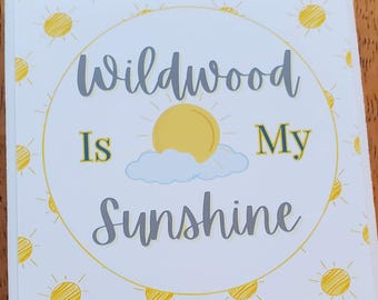 Handmade Ceramic Tile Coasters - Wildwood Is My Sunshine - Set of 4 -  Cork Back -gift,  beach house, Wildwood NJ, Jersey Shore