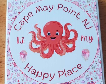 Cape May Point Ceramic Coasters: Beach House Decor, Set of 4