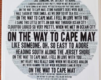 Handmade Ceramic Tile Coasters - Inspired By 'On The Way To Cape May' - Set of 4  - Cork Back - home decor, Jersey Shore - black and white