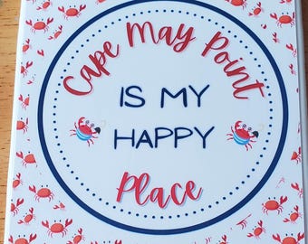 Cape May Point Ceramic Coasters - Beach House Decor - Set of 4
