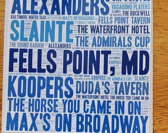 Handmade Ceramic Tile Coasters - Fells Point, MD Popular Places - Set of 4 -  Cork Back - The Horse You Came In On, Koopers, Alexanders