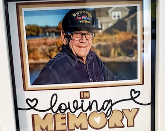 In Loving Memory - 8x8 Layered 3D Shadow Box- Wooden Frame - Just Add A Picture