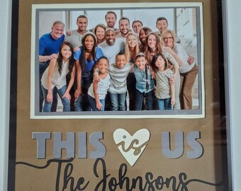 This Is Us - Add Personalized Names - 8x8 Layered 3D Shadow Box- Wooden Frame - Just Add A Picture